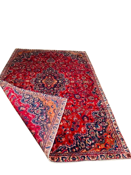 610876884_893837349710386_1718212428955630692_n-removebg-preview Origin "Mashhad" Persian Tribal Rug Hand Knotted Natural Dyes with Central Medallion and Floral Patterns 10'3" X 7'