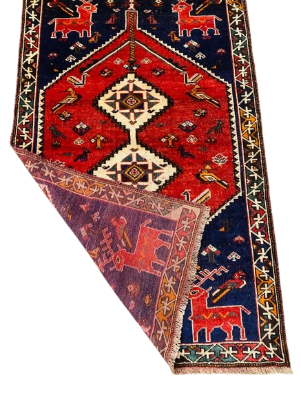 610899377_1723319395668359_929319576181276221_n-removebg-preview Origin "Shiraz" Persian Tribal Rug Hand Knotted Natural Dyes with Animal Geometric Floral Patterns 6'7" X 4'