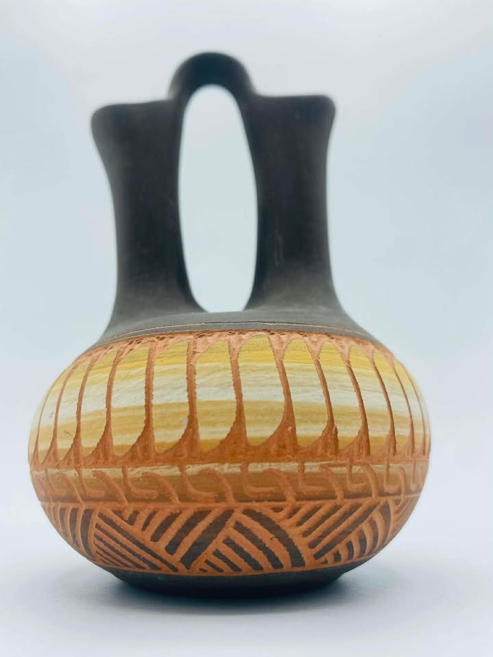 2000 Signed C. Billy (Diné) Navajo Hand‑Carved Wedding Vase