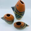 1980s Set of 3 Vintage Terracotta Fish Shape Vases Made in Vietnam