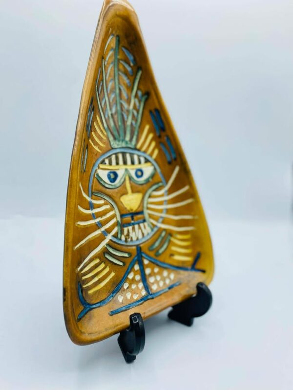 611002818_4375066339483164_6111310865448953995_n Mid Century Inspired Hand‑Painted Triangular Ceramic Dish Abstract Face Design by Zheng Ruixiu