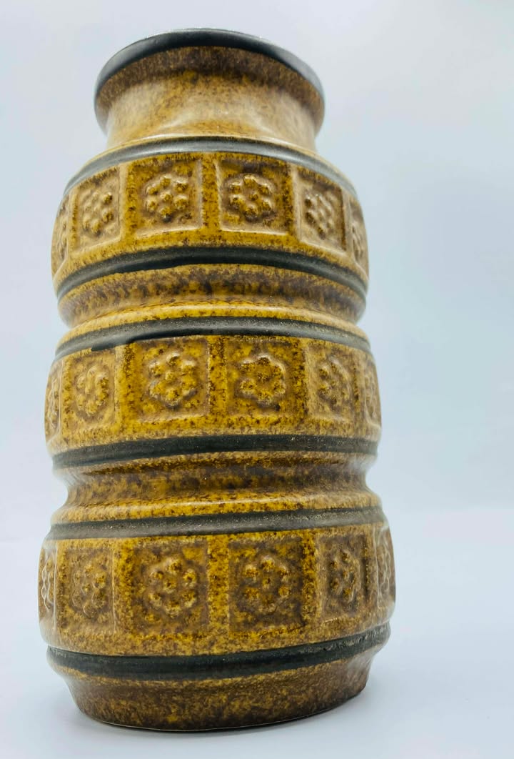 1960s-1970s West Germany Pottery By Bay Keramik Vase with Six Leaf Pattern