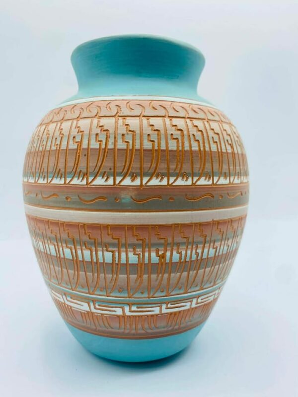 611277443_3988971914580311_7373754131866190010_n Native American Navajo pottery Vase Signed "Ron J"