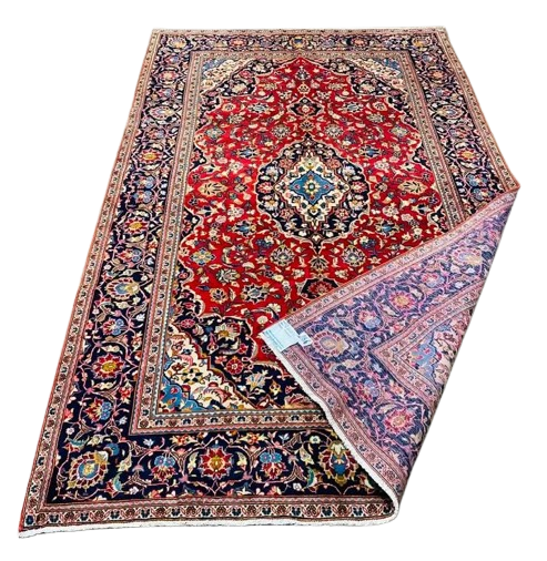 611438608_739585005409092_6397457500690510599_n-removebg-preview (1) Origin "Khashan" Persian Tribal Rug Hand Knotted Natural Dyes with Central Medallion and Floral Patterns 10'5" X 6'5"