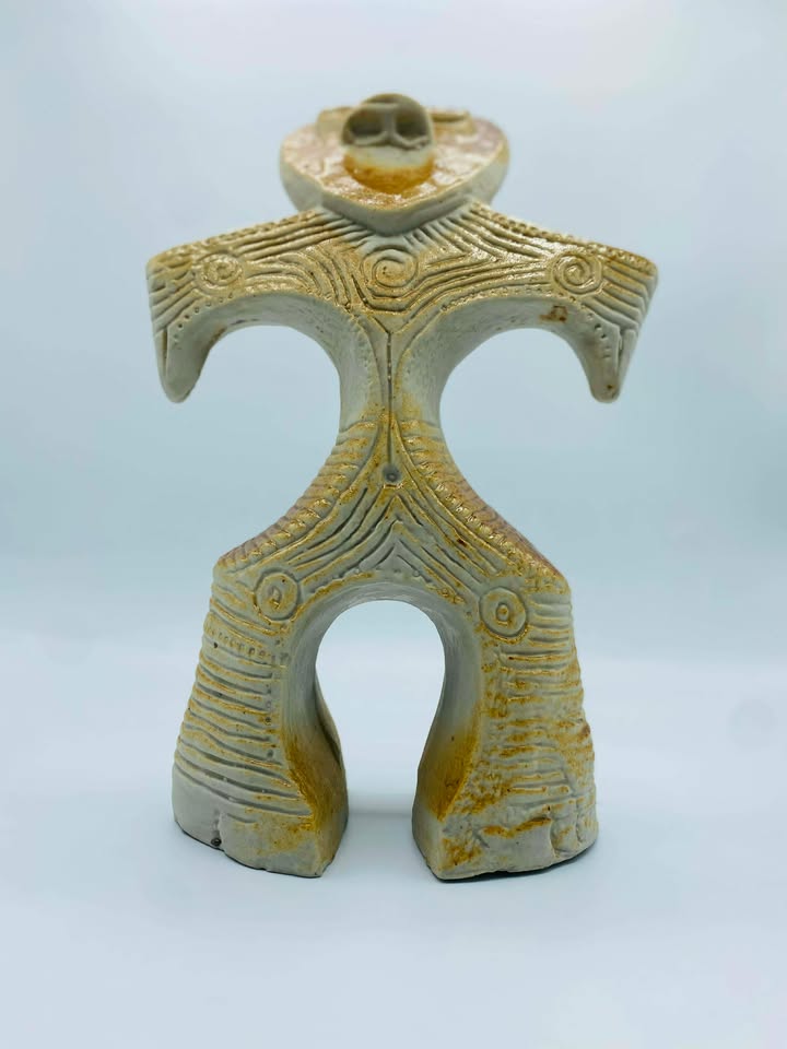 Heart Shape Dogu Ceramic Figurine Most Likely Made in Japan