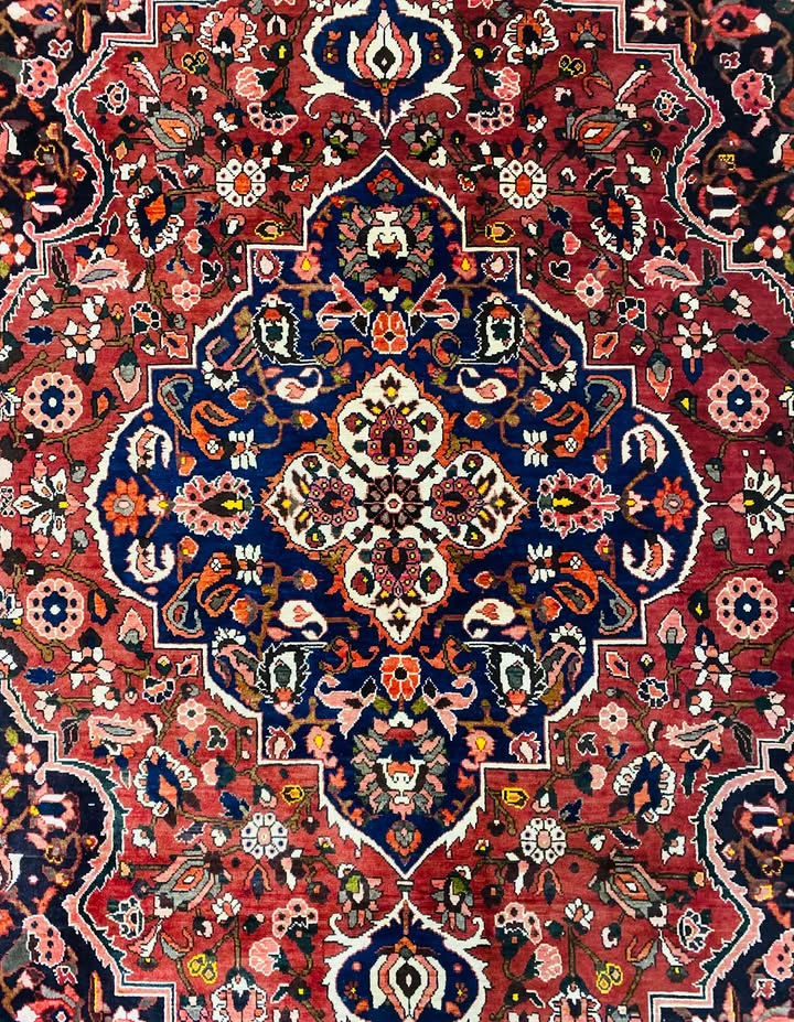 Origin "Bakhtiyar" Persian Tribal Rug Hand Knotted Natural Dyes with Geometric Floral Patterns 8'5" X 5'