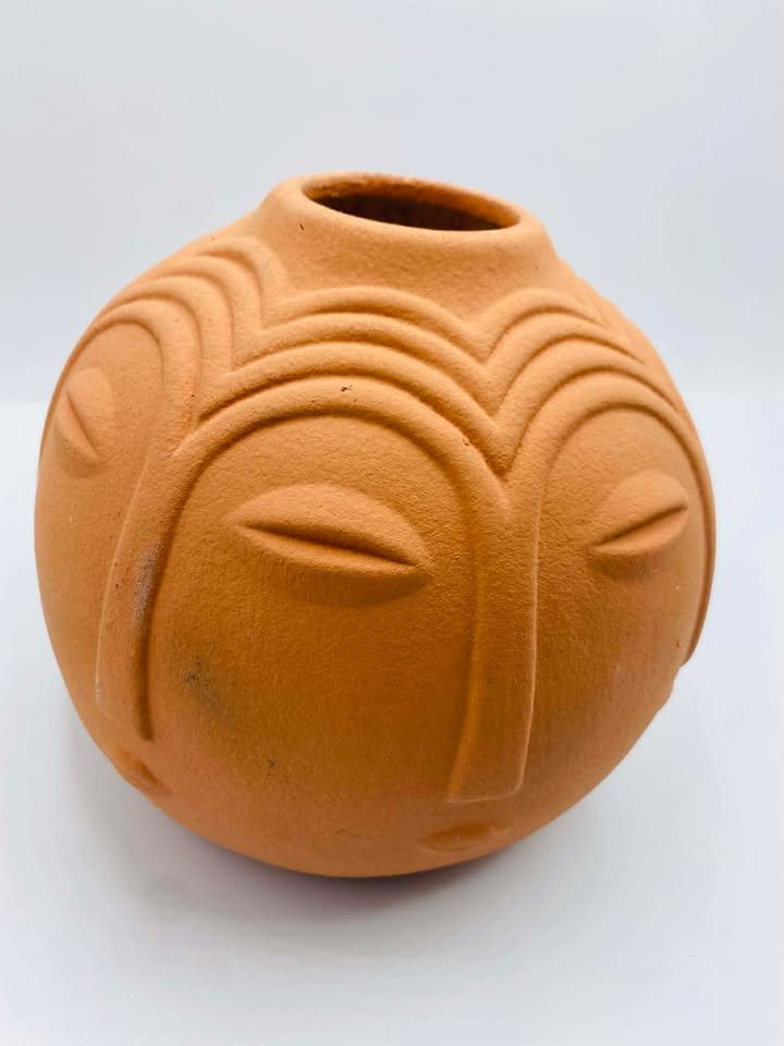 Mid century Modern Multi Face Terracotta Vase
