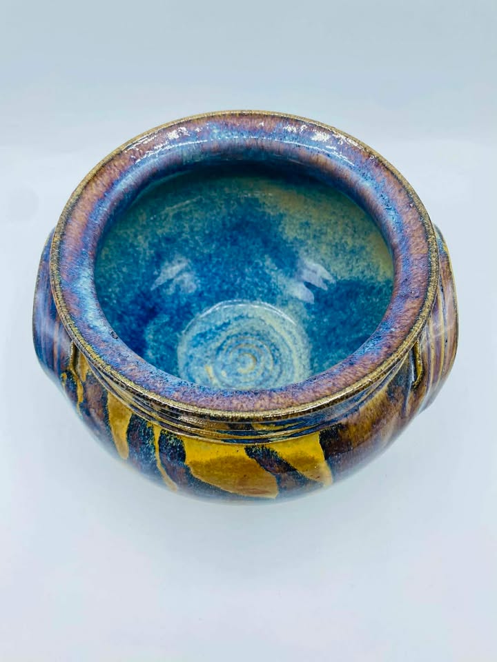 612054634_1215481303852730_4055404547272586688_n 1990 Handmade Collaboration Studio Pottery Bowl Signed Michael Nowack and Linda Dalton