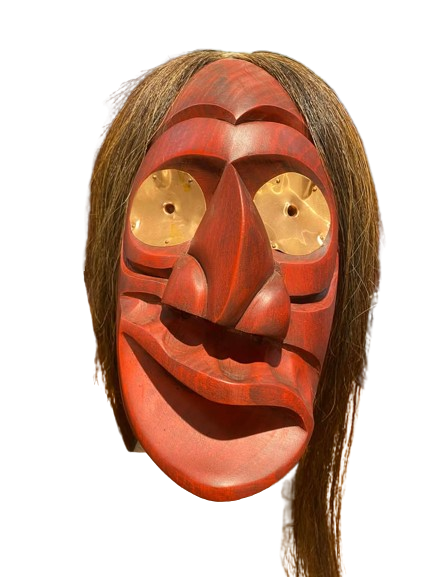 625857367_2011564686090362_1882326842321604700_n-removebg-preview (1) Haudenosaunee False Face Mask (Red, Broken Nose)