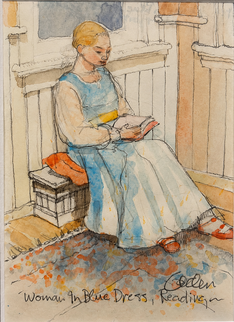 Woman In Blue Dress, Reading
